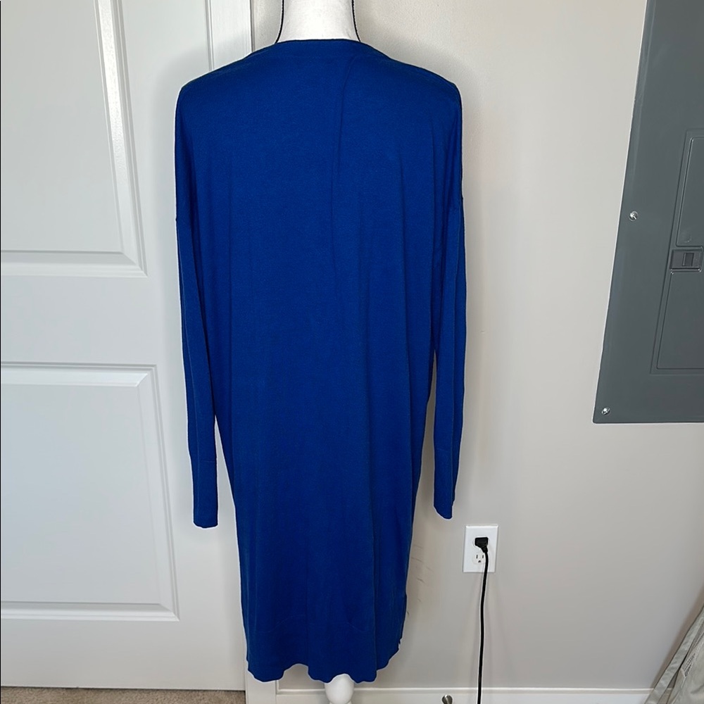 Halogen Blue Cardigan Sweater with Relaxed Fit and Textured Knit - Picture 3 of 7